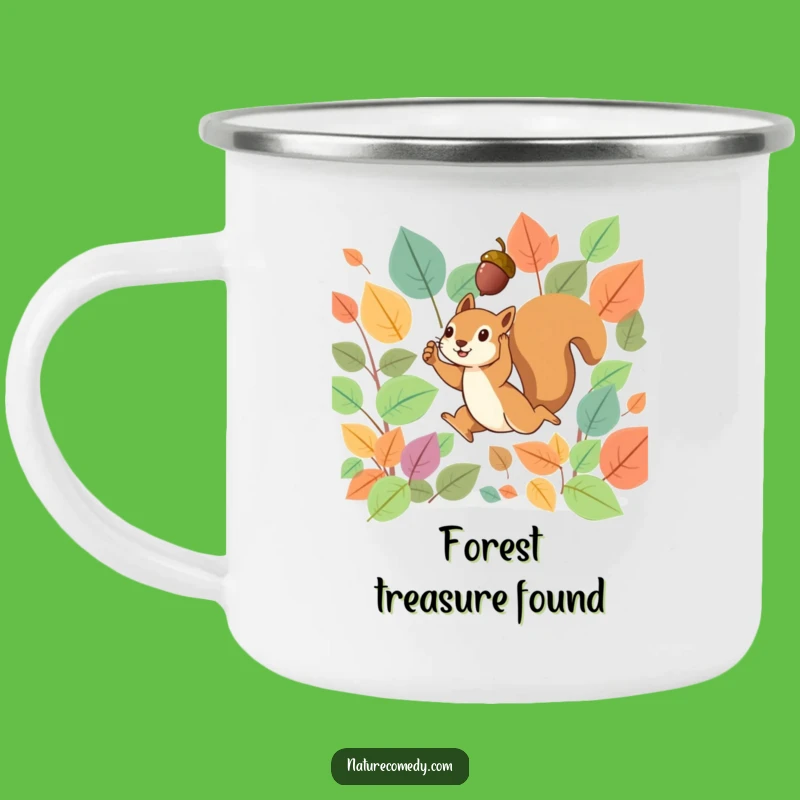 Funny Squirrel Camping Mug: Autumn Leap Adventure, Cheerful Funny Gift