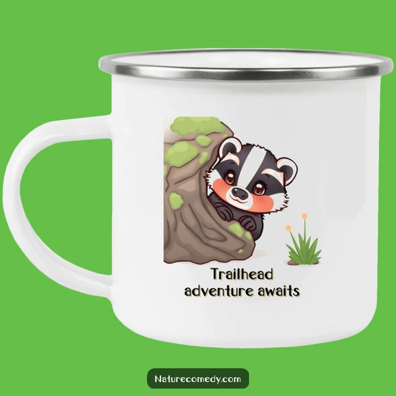 Funny Curious Badger Camping Mug: Adventure Fuel for Nature Lovers