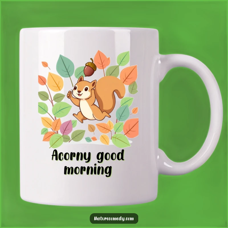 Funny Squirrel Acorn Mug: Autumn Leap Art, Perfect Funny Gift