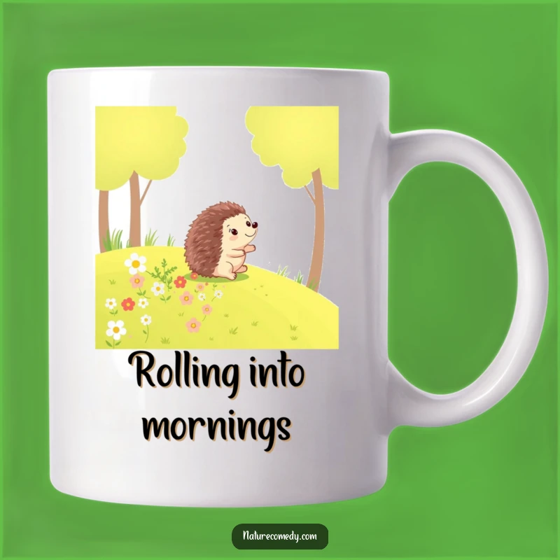 Funny Hedgehog Rolling Mug: Joyful Flower Trail Gift for Happy Folks!