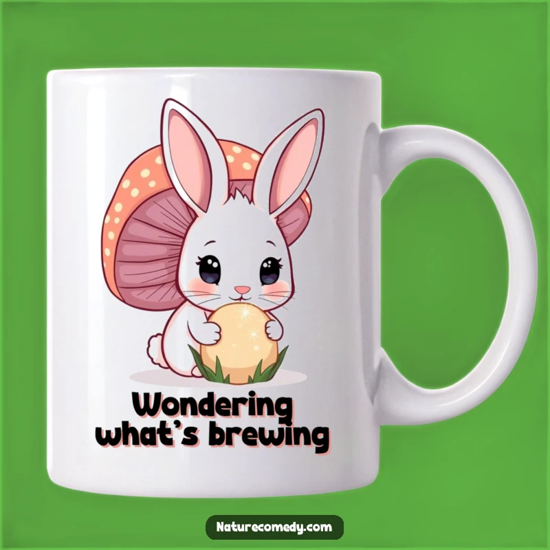 Funny Bunny Mushroom Mug: Whimsical & Curious Gift for Magical Mornings!