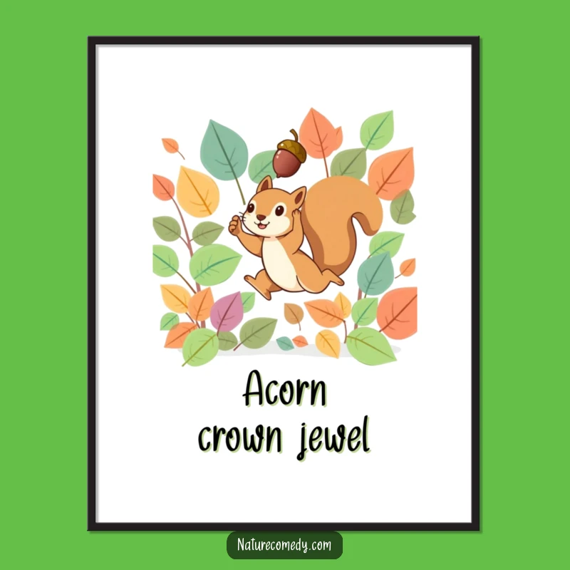 Funny Squirrel Digital Art: Autumn Leap Scene, Customizable Funny Gift
