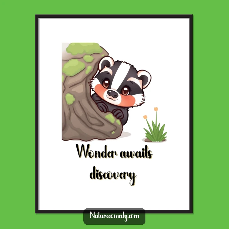 Funny Curious Badger Digital Art: Instant Woodland Wonder for Your Space
