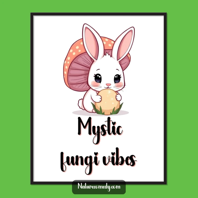 Funny Bunny Mushroom Poster: Whimsical Wall Art for Enchanted Spaces!