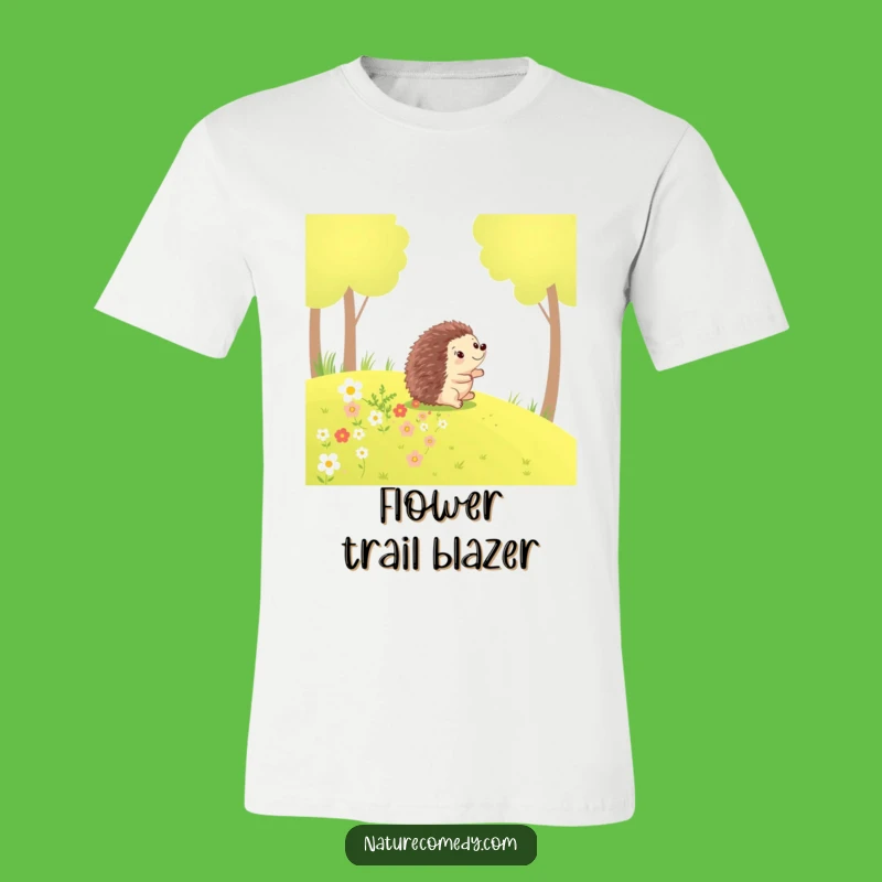 Funny Hedgehog Rolling T-Shirt: Happy Flower Trail Tee for Joyful Days!