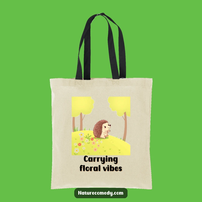 Funny Hedgehog Rolling Tote Bag: Adorable Flower Trail Carry-All!